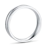 Goldsmiths 5mm Flat Court Heavy Grooved Polished Finish Wedding Ring In 9 Carat White Gold