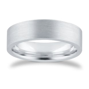 Goldsmiths 5mm Flat Court Heavy Matt Finished Wedding Ring In 9 Carat White Gold