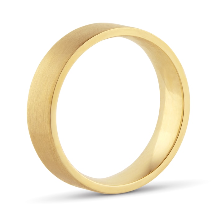 Goldsmiths 5mm Flat Court Heavy Matt Finished Wedding Ring In 9 Carat Yellow Gold