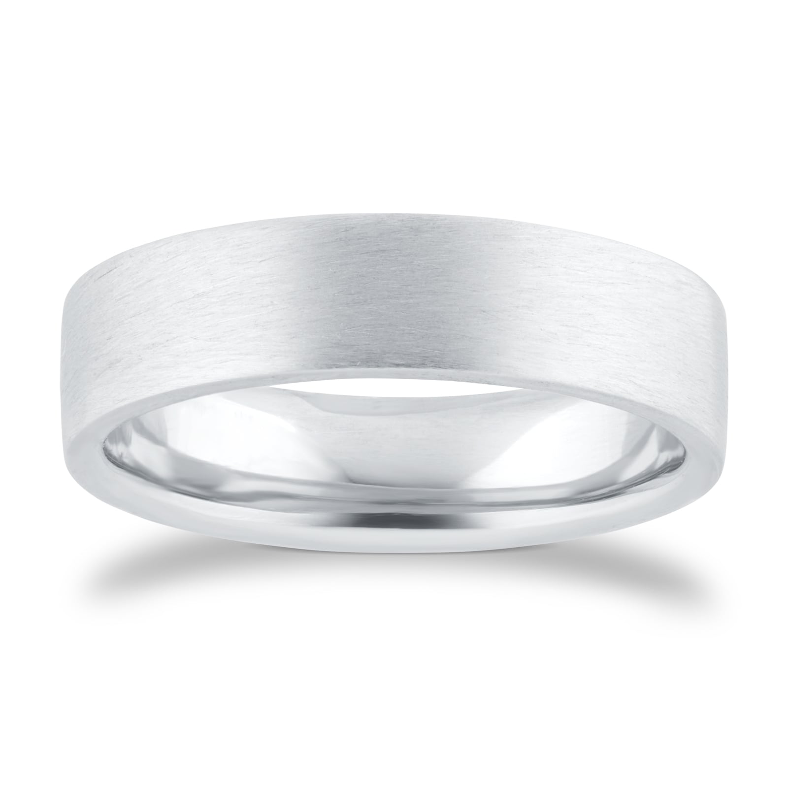 Goldsmiths 5mm Flat Court Heavy Matt Finished Wedding Ring In 950 Palladium Goldsmiths 5mm Flat Court Heavy Matt Finished Wedding Ring In 950 Palladium