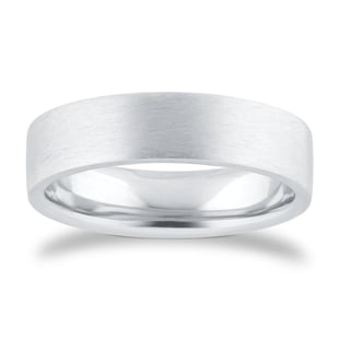 Goldsmiths 5mm Flat Court Heavy Matt Finished Wedding Ring In 950 Palladium