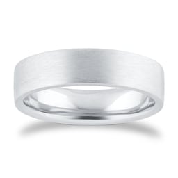 08309794 - 5mm Flat Court Heavy Matt Finished Wedding Ring In 950 Palladium