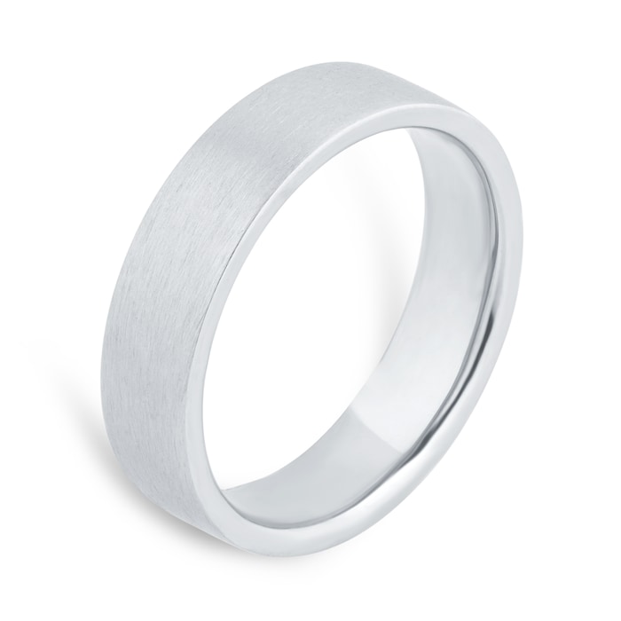 Goldsmiths 5mm Flat Court Heavy Matt Finished Wedding Ring In 950 Palladium