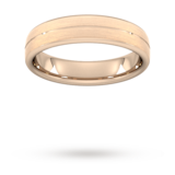 Goldsmiths 5mm Flat Court Heavy Centre Groove With Chamfered Edge Wedding Ring In 9 Carat Rose Gold - Ring Size J