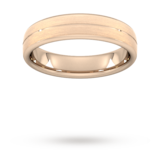 Goldsmiths 5mm Flat Court Heavy Centre Groove With Chamfered Edge Wedding Ring In 9 Carat Rose Gold - Ring Size M