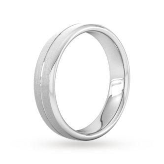 Goldsmiths 5mm Flat Court Heavy Centre Groove With Chamfered Edge Wedding Ring In 950 Palladium