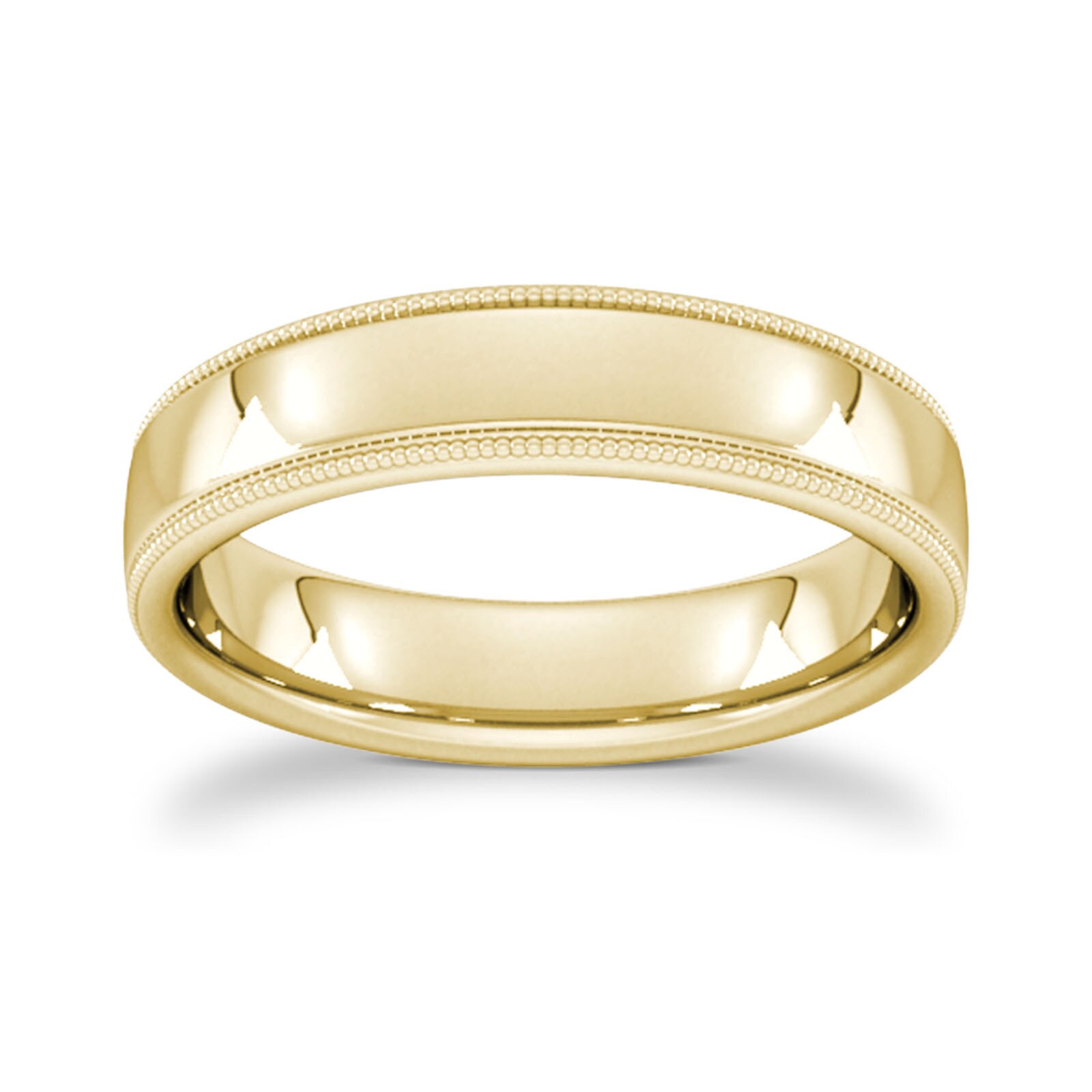 Goldsmiths 5mm Flat Court Heavy Milgrain Edge Wedding Ring In 9 Carat Yellow Gold - Ring Size S Goldsmiths 5mm Flat Court Heavy Milgrain Edge Wedding Ring In 9 Carat Yellow Gold - Ring Size S