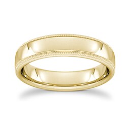 08309802 - 5mm Flat Court Heavy Milgrain Edge Wedding Ring In 9 Carat Yellow Gold