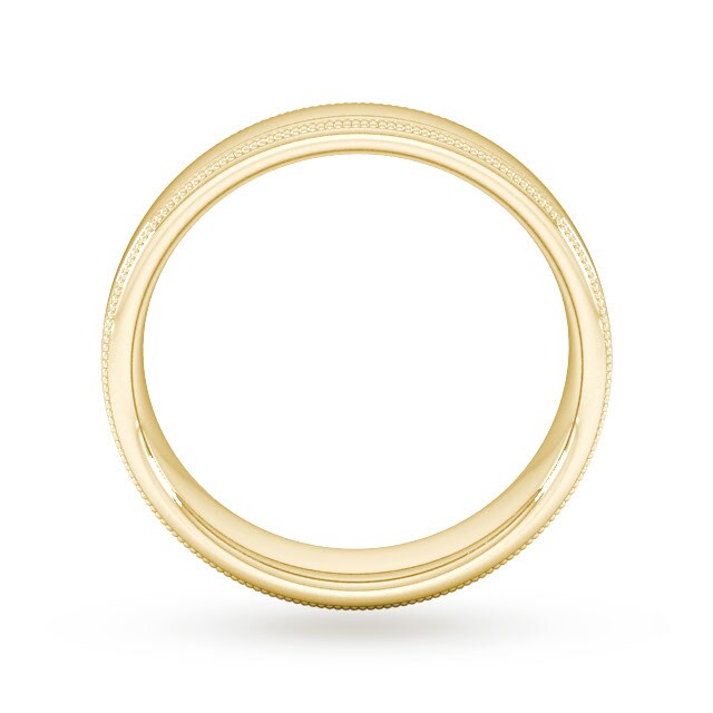 Goldsmiths 5mm Flat Court Heavy Milgrain Edge Wedding Ring In 9 Carat Yellow Gold - Ring Size S Goldsmiths 5mm Flat Court Heavy Milgrain Edge Wedding Ring In 9 Carat Yellow Gold - Ring Size S
