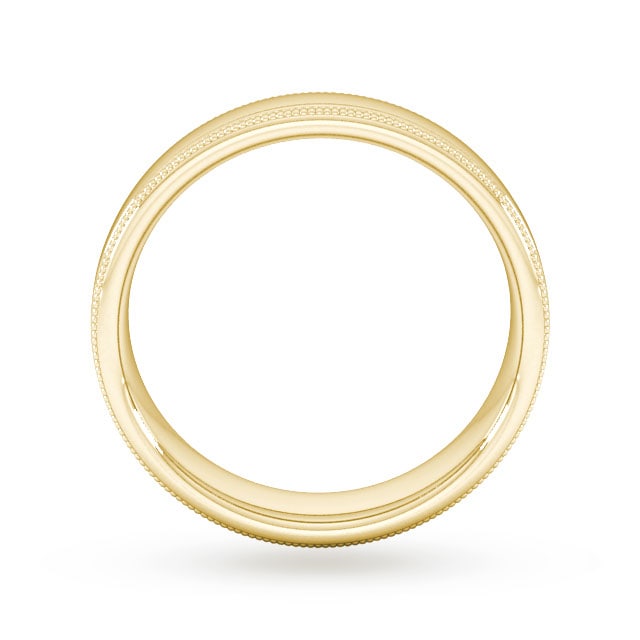 Goldsmiths 5mm Flat Court Heavy Milgrain Edge Wedding Ring In 9 Carat Yellow Gold