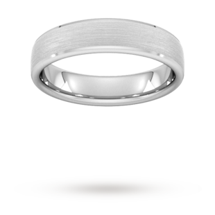 Goldsmiths 5mm Flat Court Heavy Polished Chamfered Edges With Matt Centre Wedding Ring In 9 Carat White Gold