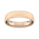 Goldsmiths 5mm Flat Court Heavy Polished Chamfered Edges With Matt Centre Wedding Ring In 9 Carat Rose Gold
