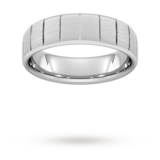 Goldsmiths 5mm Flat Court Heavy Vertical Lines Wedding Ring In Platinum