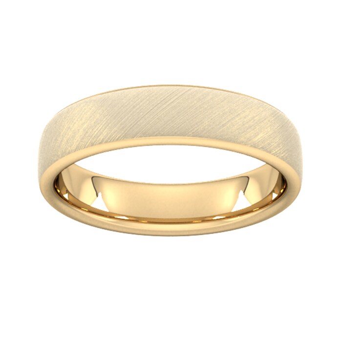 Goldsmiths 5mm Flat Court Heavy Diagonal Matt Finish Wedding Ring In 9 Carat Yellow Gold