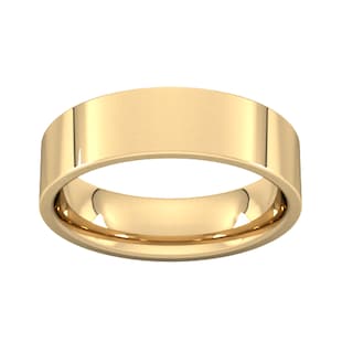 Goldsmiths 6mm Flat Court Heavy Wedding Ring In 9 Carat Yellow Gold