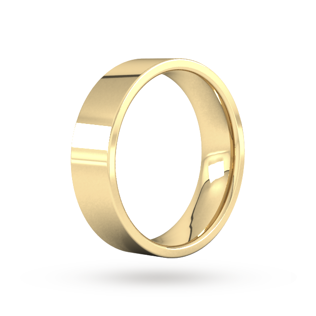 Goldsmiths 6mm Flat Court Heavy Wedding Ring In 9 Carat Yellow Gold - Ring Size P