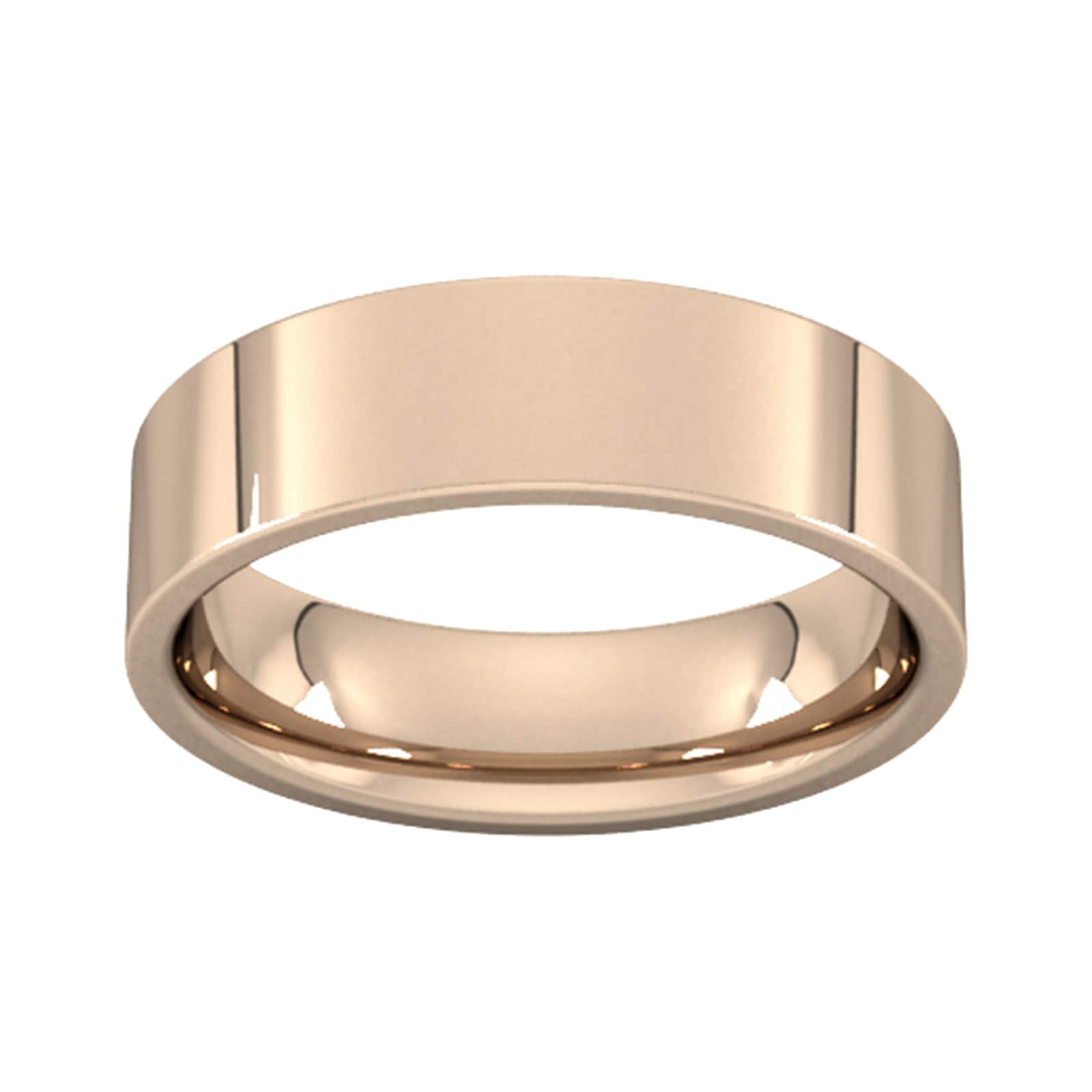 6mm Flat Court Heavy Wedding Ring In 9 Carat Rose Gold - Ring Size Q