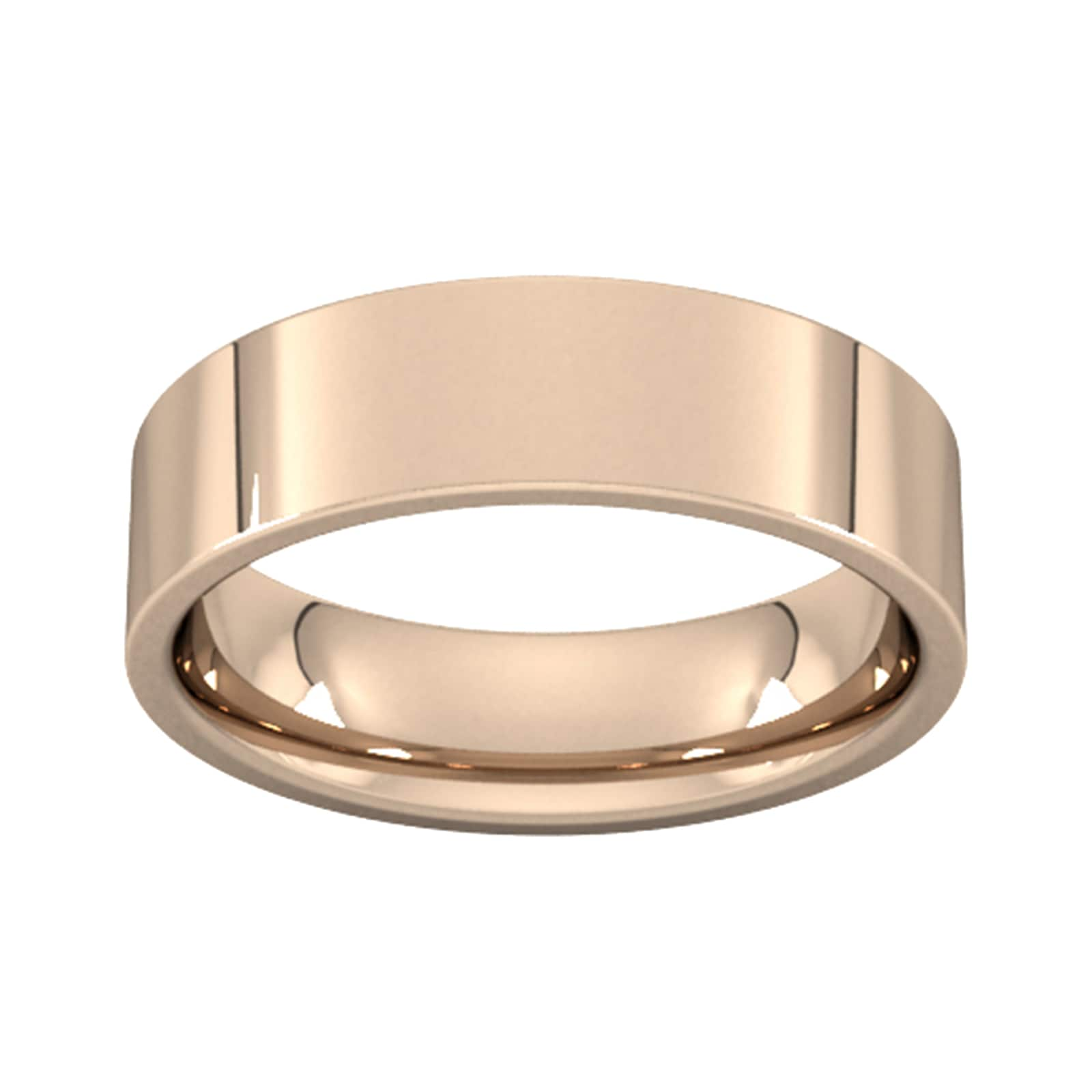 6mm Flat Court Heavy Wedding Ring In 9 Carat Rose Gold - Ring Siz