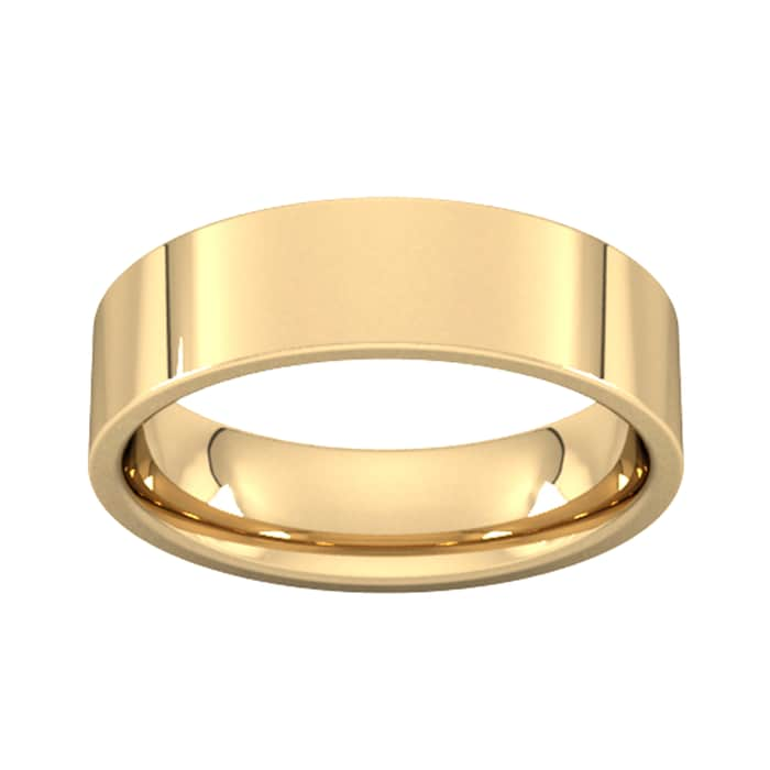 Goldsmiths 6mm Flat Court Heavy Wedding Ring In 18 Carat Yellow Gold - Ring Size P