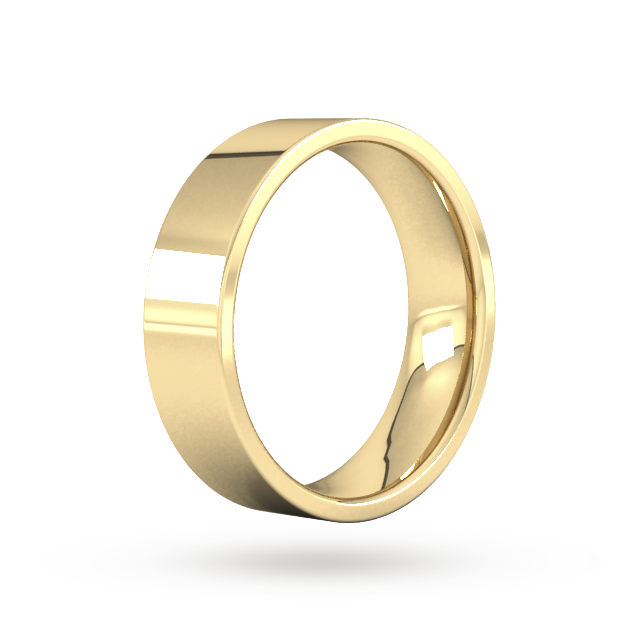 Goldsmiths 6mm Flat Court Heavy Wedding Ring In 18 Carat Yellow Gold