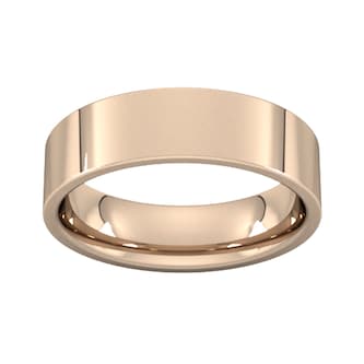 Goldsmiths 6mm Flat Court Heavy Wedding Ring In 18 Carat Rose Gold Goldsmiths 6mm Flat Court Heavy Wedding Ring In 18 Carat Rose Gold