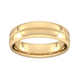 Goldsmiths 6mm Flat Court Heavy Milgrain Centre Wedding Ring In 9 Carat Yellow Gold