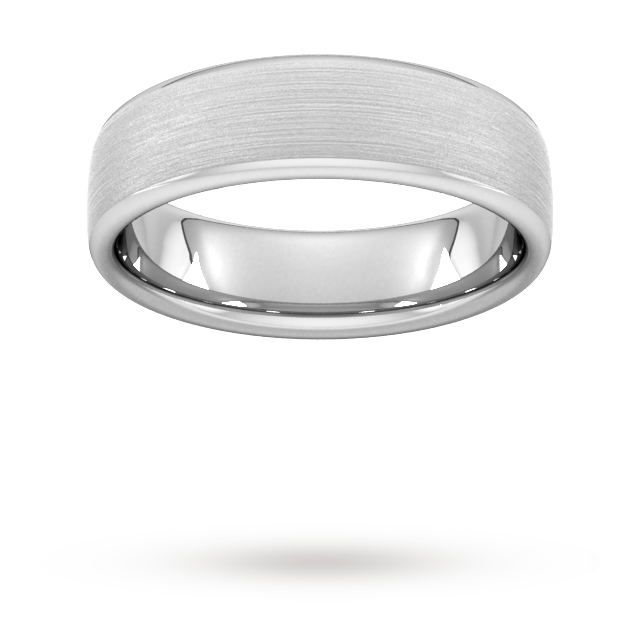 6mm Flat Court Heavy Matt Finished Wedding Ring In 9 Carat White Gold - Ring Size O