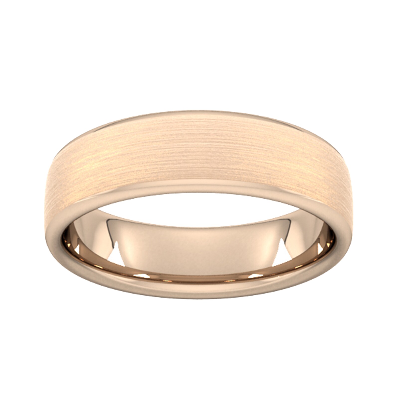 6mm Flat Court Heavy Matt Finished Wedding Ring In 9 Carat Rose Gold - Ring Size S