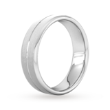 Goldsmiths 6mm Flat Court Heavy Centre Groove With Chamfered Edge Wedding Ring In Platinum