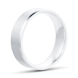 Goldsmiths 6mm Flat Court Heavy Polished Chamfered Edges With Matt Centre Wedding Ring In 9 Carat White Gold - Ring Size S