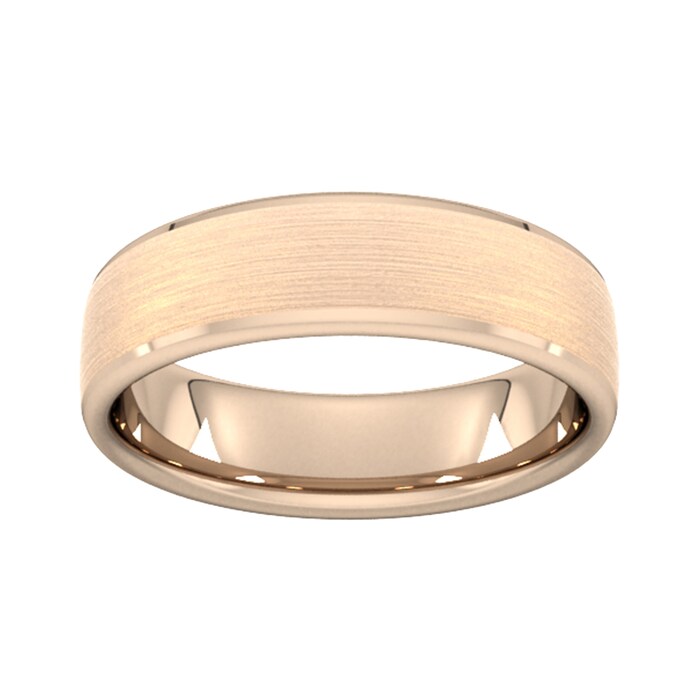 Goldsmiths 6mm Flat Court Heavy Polished Chamfered Edges With Matt Centre Wedding Ring In 9 Carat Rose Gold - Ring Size P