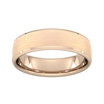 Best Luxury 
6mm Flat Court Heavy Polished Chamfered Edges With Matt Centre Wedding Ring In 9 Carat Rose Gold