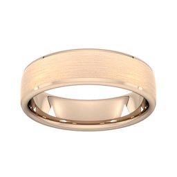 08309867 - 6mm Flat Court Heavy Polished Chamfered Edges With Matt Centre Wedding Ring In 9 Carat Rose Gold