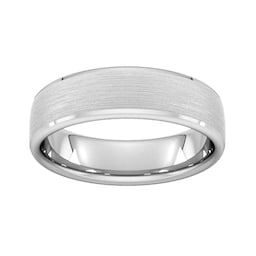 08309871 - 6mm Flat Court Heavy Polished Chamfered Edges With Matt Centre Wedding Ring In Platinum