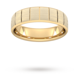 Goldsmiths 6mm Flat Court Heavy Vertical Lines Wedding Ring In 9 Carat Yellow Gold