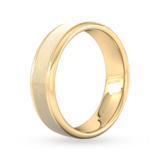 Goldsmiths 6mm Flat Court Heavy Matt Centre With Grooves Wedding Ring In 18 Carat Yellow Gold