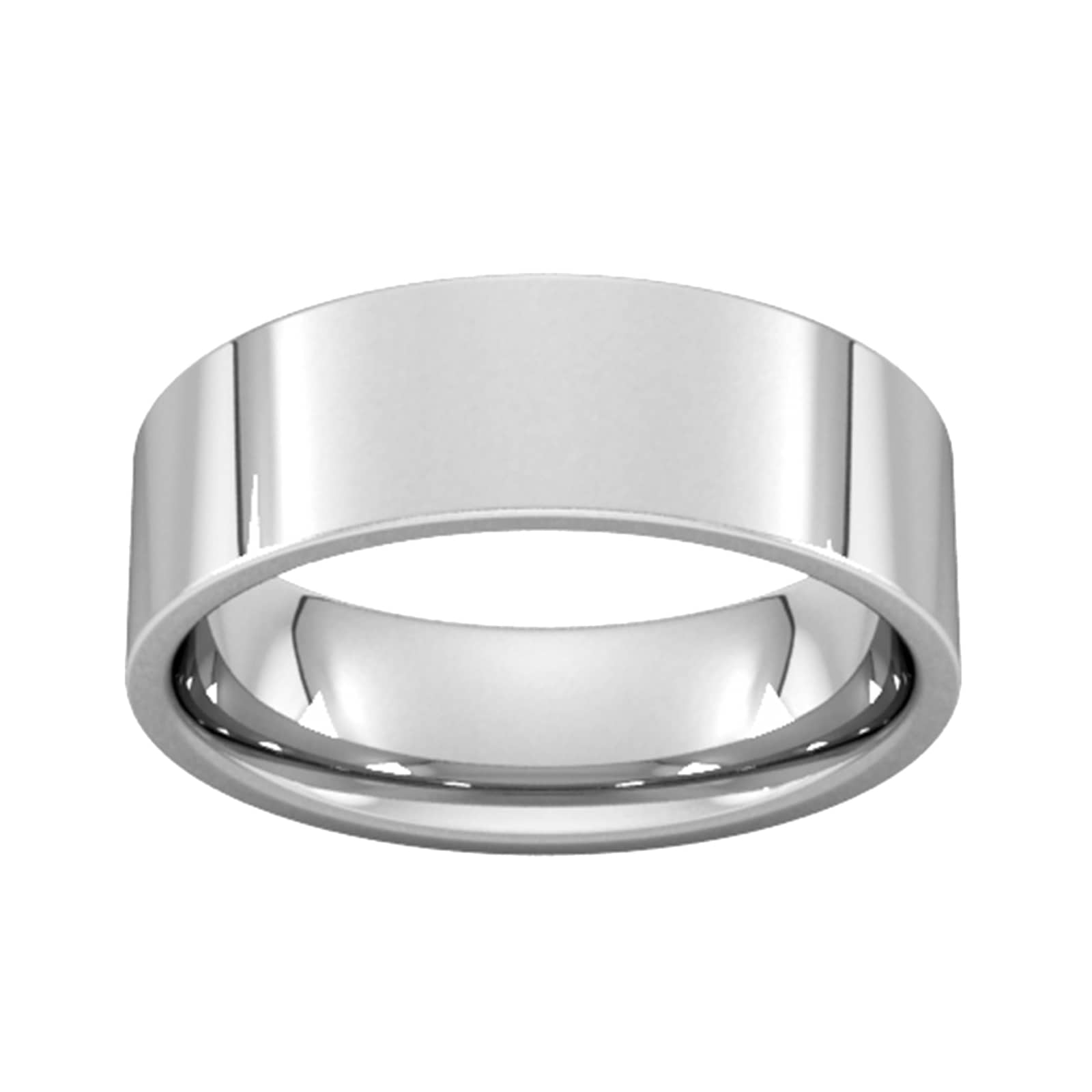 7mm Flat Court Heavy Wedding Ring In 9 Carat White Gold - Ring Size T