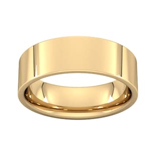 Goldsmiths 7mm Flat Court Heavy Wedding Ring In 9 Carat Yellow Gold