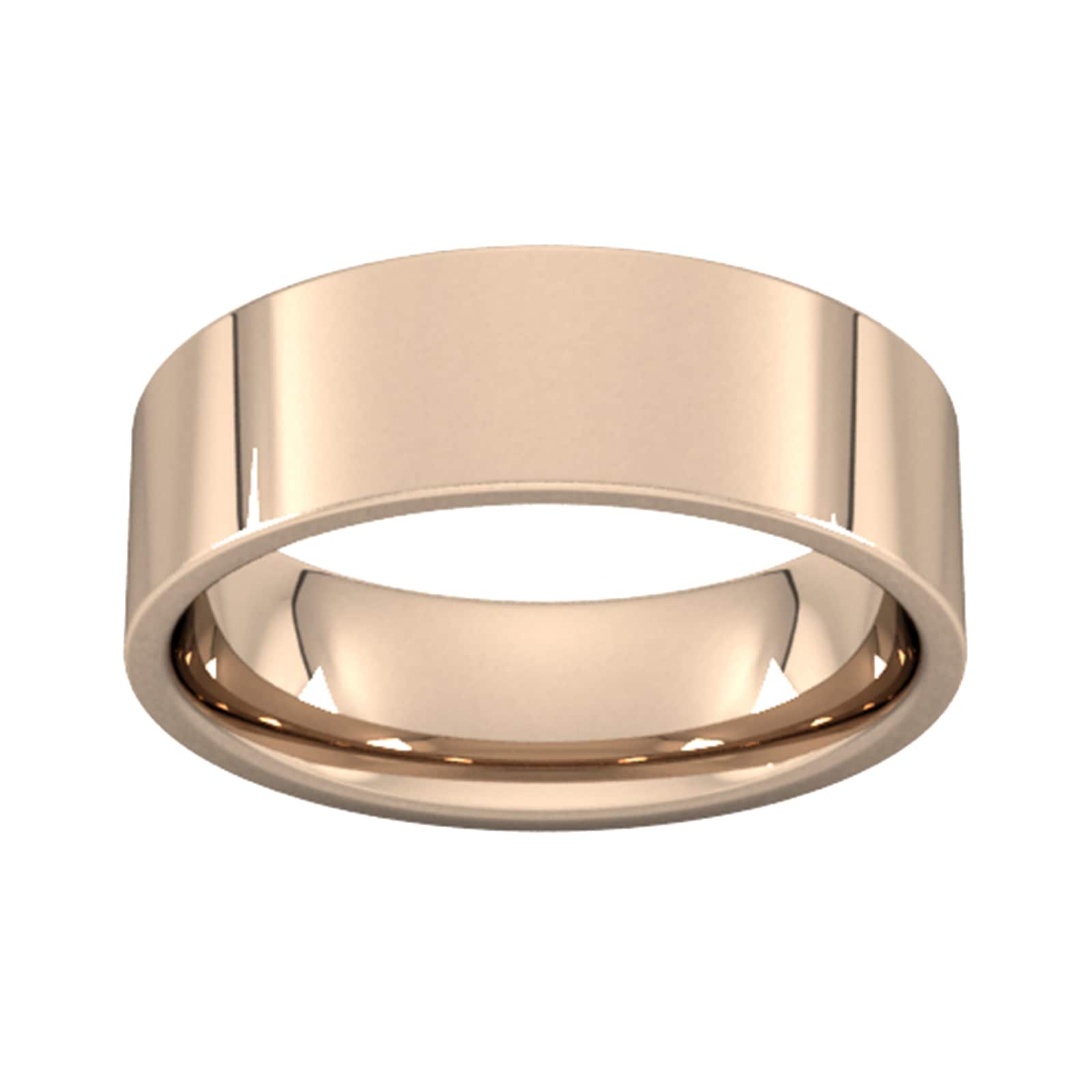 7mm Flat Court Heavy Wedding Ring In 18 Carat Rose Gold - Ring Size T