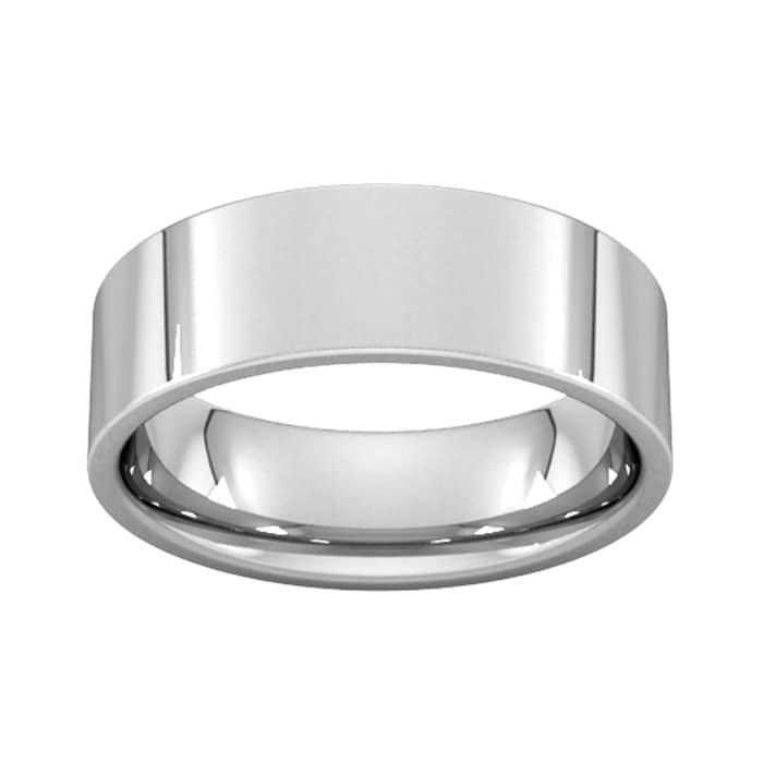 Goldsmiths 7mm Flat Court Heavy Wedding Ring In Sterling Silver