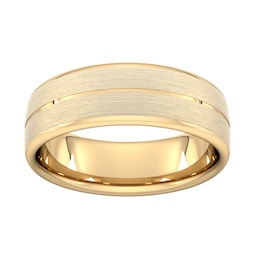 08309899 - 7mm Flat Court Heavy Centre Groove With Chamfered Edge Wedding Ring In 9 Carat Yellow Gold