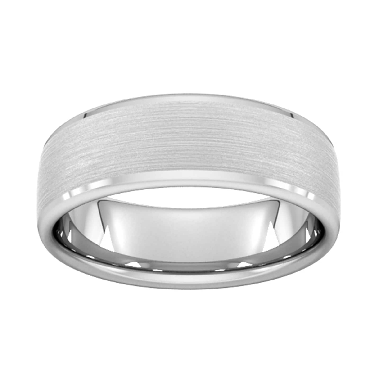 Goldsmiths 7mm Flat Court Heavy Polished Chamfered Edges With Matt Centre Wedding Ring In Platinum Goldsmiths 7mm Flat Court Heavy Polished Chamfered Edges With Matt Centre Wedding Ring In Platinum