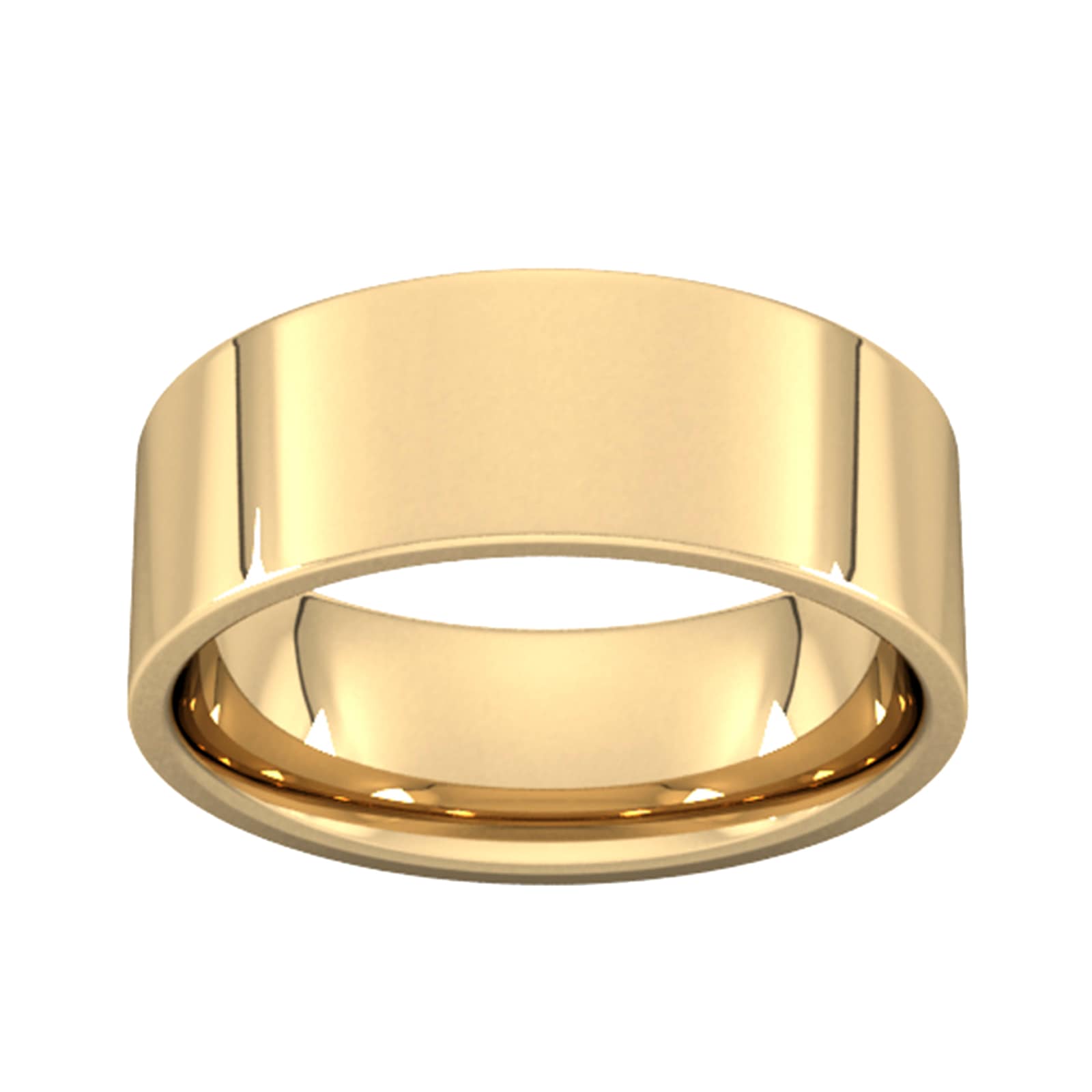8mm Flat Court Heavy Wedding Ring In 9 Carat Yellow Gold - Ring Size L