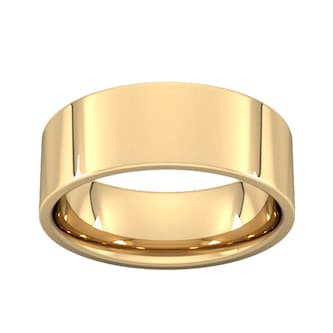Goldsmiths 8mm Flat Court Heavy Wedding Ring In 9 Carat Yellow Gold