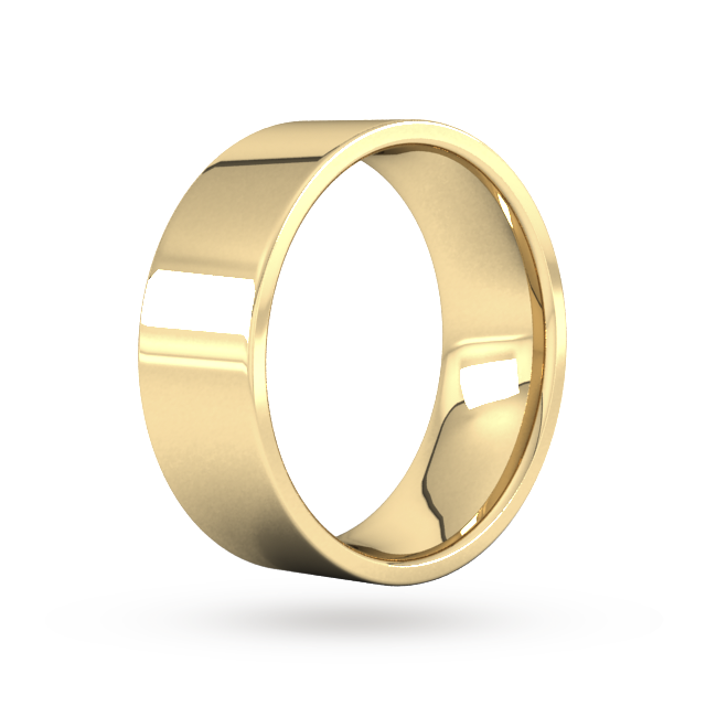 Goldsmiths 8mm Flat Court Heavy Wedding Ring In 9 Carat Yellow Gold - Ring Size P