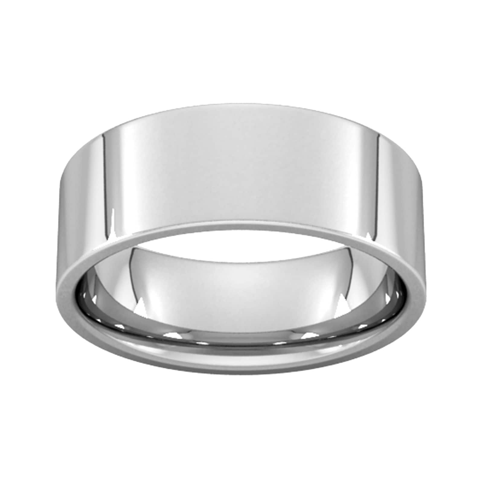 Goldsmiths 8mm Flat Court Heavy Wedding Ring In Sterling Silver