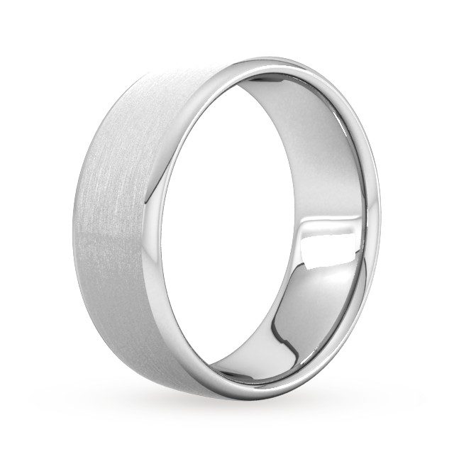 Goldsmiths 8mm Flat Court Heavy Matt Finished Wedding Ring In 9 Carat White Gold Goldsmiths 8mm Flat Court Heavy Matt Finished Wedding Ring In 9 Carat White Gold