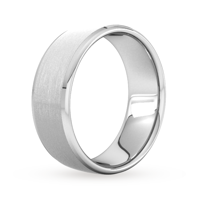 Goldsmiths 8mm Flat Court Heavy Polished Chamfered Edges With Matt Centre Wedding Ring In 950 Palladium - Ring Size X