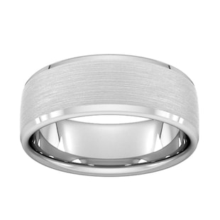 Goldsmiths 8mm Flat Court Heavy Polished Chamfered Edges With Matt Centre Wedding Ring In Platinum
