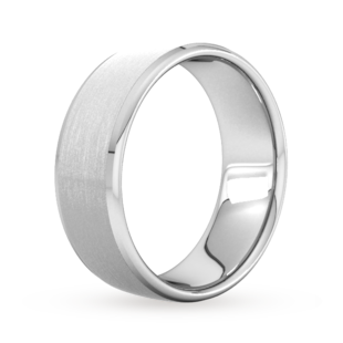 Goldsmiths 8mm Flat Court Heavy Polished Chamfered Edges With Matt Centre Wedding Ring In Platinum